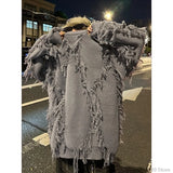 Aidase Ripped Tassel Sweater Men Women Streetwear Pullovers Men's Sweater Harajuku Fashion Hip Hop Fringed Knitted Round Neck Sweaters