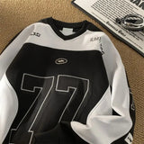 AIDASE  -  American Retro Motorcycle Long Sleeved Shirt Men Women Autumn Street Cool Patchwork Sports Basketball Ice Hockey Suit Sweatshirt aidase-shop