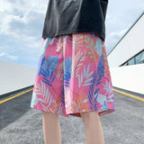 AIDASE  -  Ice Silk Five-Quarter Men's Shorts Digital Print Cooling Holiday Dopaamine Hong Kong Style Summer Casual Straight Leg Pants aidase-shop