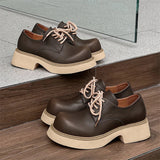 AIDASE  -  Fashionable Men Large-headed Derby Shoes Casual High-end Thick-soled Height-increasing Leather Shoes British-style Casual Shoes aidase-shop