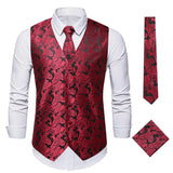 AIDASE  -  Men's Paisley Floral Embroidered Vest Suit Waistcoat with Tie New Autumn Fashion European Size Business Formal Dress aidase-shop