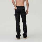 AIDASE  -  Four Seasons European American Fashion Men Black Grey Blue Solid Color Straight Simple Basic Casual Denim Trousers Male Jeans aidase-shop