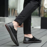 AIDASE  -  Spring Autumn New Breathable Loafers Soft Sole Anti Slip Trendy Deep Blue Men's Flat Shoes Fashion Men's Work Shoes aidase-shop