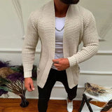 AIDASE  -  New Men's Knitted Sweatercoat Long Cardigan Fashion Casual Sweater Jacket Men Knit Trench Coat Autumn Streetwear Cardigan Man aidase-shop
