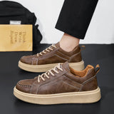 AIDASE  -  Leather Trend Men Casual Shoes Platform Soft Sneakers Outdoor Breathable Sport Shoes Lightweight Skid Running Shoes Tennis Shoes aidase-shop