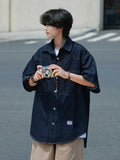 AIDASE  -  Retro Japanese Sle ort Sve Denim Jaet y Multi ket Summer Workwear for Men And Women Youth Faion Trend aidase-shop