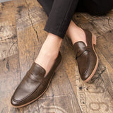 AIDASE  -  Men Business Loafers Black Brown British Casual Soled Heel Fashion Brand Leather Shoes American Banquet Shoes Men aidase-shop