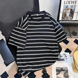 AIDASE  -  Fashion O-Neck Short Sleeve Printed Striped T-Shirts Men's Clothing 2025 Summer New Loose Casual Tops Young Style Tee Shirt aidase-shop