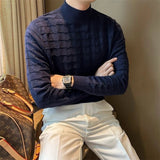 AIDASE  -  Mr. NR Briti Sle  Color f High Collar Knitted Long Sve Wave Pattern Elastic Base irt Sweater for Men Casual aidase-shop