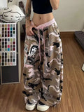 AIDASE  -  Women Camouflage Baggy Pants Y2k Pink Drawstring Waist Trousers Harajuku Wide Leg Long Sweatpants Female Loose Fit Pants aidase-shop