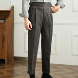 Aidase Autumn Winter Men's Warm Retro Straight Trouser Male Casual British High Waist Pants Office-trousers Dress Pant Trousers aidase-shop
