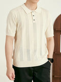 AIDASE  -  Summer Casual Buttoned Polo Neck Knit Top Men Vintage Crochet Knitted Polo Shirt Stylish Mens Short Sleeve Slim Polo Shirts aidase-shop