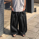 AIDASE  -  Men Wide Leg Pants Joggers Solid Color Drawstring Loose Trousers Men Streetwear Korean Style Fashion Casual Pants S-5XL aidase-shop