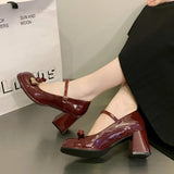 AIDASE  -  New Women Mary Jane Shoes Sweet Round Head High Heels for Woman Fashion Patent Leather Casual Shoes Designer Shoes Zapatos Mujer aidase-shop