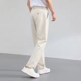 AIDASE  -  Men Solid Color Loose Breathable Simple Basic Casual Daily Loose Fit Cottom Linen Suit Trousers Male New Fashion Pants Clothes aidase-shop