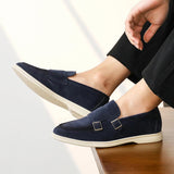 AIDASE  -  Suede Leather Men's Business Casual Shoes Handmade Double Buckle Loafers Leisure Slip on Flats Outdoor Male Driving Moccasins aidase-shop