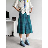 AIDASE  -  American Style Male Shorts Contrast Color Plaid Casual Pants Summer 2025 New Loose Versatile Straight-leg Menswear aidase-shop