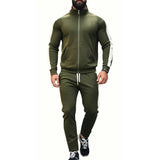 AIDASE  -  Spring Autumn Men's 2-Piece Set Color Blocking Zipper Stand Collar Casual Sports Jacket Sweatshirt Trousers Suit aidase-shop