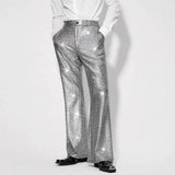 AIDASE  -  Performance Casual Pants Shiny Sequin Plaid Pattern Evening Show Off-Waist Dressing Bottoms Men's Fashion aidase-shop