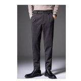 AIDASE  -  Korean Fashion Woolen Suit Pant Men Waist Button Straight Trouser Autumn Winter Business Casual Loose Light Mature Style Pants aidase-shop