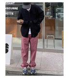 AIDASE  -  High Waist Straight Leg Raspberry Pink Denim Jeans Men Summer New Loose Wide Leg Floor-Length Pants Clean Washed Effect aidase-shop