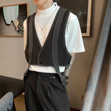 Aidase Summer New Niche Design Outer Workwear Korean Style High-end Functional Cargo Suit Vest Men's Jacket Trendy Vest Aesthetic Chic aidase-shop