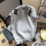 AIDASE  -  American Style Men Vest Sweater High Street Frayed Edge Design Fashion Loose Sleeveless Round Neck Male Knitwear 21E7565 aidase-shop