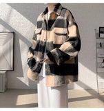 AIDASE  -  American Style Men's Woolen Jacket Loose High Street Large Pocket Decoration Long Sleeve Turn-down Collar Men Coats 21E7628 aidase-shop