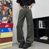 AIDASE  -  American Style Men's Overalls High Street Curved Knife Design Trendy Loose Straight Wide Leg Casual Stylish Pants 21E5826 aidase-shop