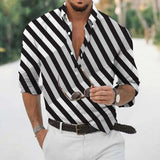 AIDASE  -  Loose Wrinkle-Free New Men'S Shirt Casual Men'S Loose Lapel Plaid Print Long Sleeve Cuffs Button Port Floral Shirt Ropa Hombre aidase-shop