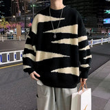 Aidase Sweater Couple Striped New Loose Outer Knitted Sweater Trend Korean Version Fashion Sweater aidase-shop