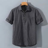 AIDASE  -  Japanese Retro Linen Square Neck Short-sleeve Men Shirt Summer Casual Thin Cardigan aidase-shop