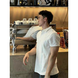 AIDASE  -  White ort Sve  irt Ice Silk Spor Qui Dry f Sve Summer T-irt for Men with Cuff Stand Fit Non Iron aidase-shop