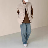 AIDASE  -  Men's Waffle Corduroy Cotton Vest Coats Winter Thickened Stand Collar Sleeveless Jacket Loose Casual Layering Streetwear Coat aidase-shop