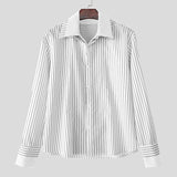 AIDASE  -  Men Shirt Striped Patchwork Lapel Long Sleeve Loose Men Clothing Streetwear 2025 Fashion Casual Male Shirts Korean Style aidase-shop