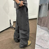 AIDASE  -  American Style Men's Casual Pants Oversized Plaid Scimitar Design Wide-Leg Trousers Simple Solid Color Clothing 21E6845 aidase-shop