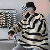 Aidase Winter Round Neck Striped Sweater Men Korean Fashion Couple Casual Long Sleeve harajuku Knitted Sweater Men Streetwear Sweaters aidase-shop