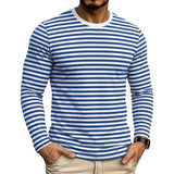 AIDASE  -  Slim Fit Long Sleeve T-Shirt for Men round Neck Striped Casual Korean Style Autumn Fashion Men's Base Shirt Breathable Antiba aidase-shop
