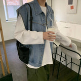 Aidase Spring New Arrival Denim Vests Men Loose Casual Sleeveless Jacket Boys Cotton Oversized Blue Jacket Vest Male Coat Streetwear aidase-shop