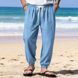 AIDASE  -  Men's Lightweight Textured Beach Pants Drawstring Waist Jogger Trousers Casual Loose Fit Summer Bot for Vaion aidase-shop