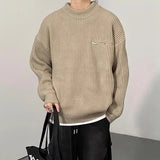 AIDASE  -  Spring Fall Fashionable Mens Sweaters Mock Neck Long Sleeve Solid Color Knit Sweater Men Vintage Knitting Pullover Top