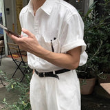 AIDASE  -  Short Sleeve Button-up Turn-down Collar Pockets Shirt For Men Fashion Solid Color Cardigans 2025 Summer New Casual Mens Shirts aidase-shop