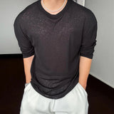 AIDASE  -  Summer New Men's Translucent Solid Color Thin Long-Sleeved T-Shirt Casual Fashion Trend Loose Breathable Niche Men's Tops aidase-shop
