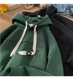 AIDASE  -  American heavyweight hoodie men's autumn and winter youth plus plush thick top letter steel print hooded jacket aidase-shop