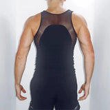 AIDASE  -  Men Sets Mesh Patchwork O-neck Sleeveless Tank Tops & Shorts Two Pieces Sets See Through Streetwear Fashion Men's Suits aidase-shop