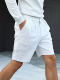 AIDASE  -  Spring Summer Fashionable Mens Linen Shorts Vintage Slim Straight Shorts For Men Daily Casual Breathable Solid Color Shorts