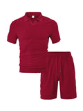 AIDASE  -  Summer New Men's Casual Sportswear Polo Shirt With A Lapel, Men's Short-sleeved Shirt And Shorts, Jacquard Texture Suit aidase-shop