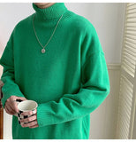 AIDASE  -  Men's High Ne Knitted Sweater Pure Color Loose Fit Winter Warm Trendy Hong Kong Sle Underwear Casual Long Sve Top aidase-shop