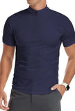 AIDASE  -  Men's Zip Mock Neck T-Shirt Short Sleeve Quick Dry Slim Fit Workout Gym Running Athletic Tee aidase-shop