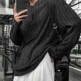 AIDASE  -  Men T Shirt Solid Color Knitted O-neck Long Sleeve Casual Male Tee Tops Streetwear 2025 Loose Fashion Men Pullovers aidase-shop